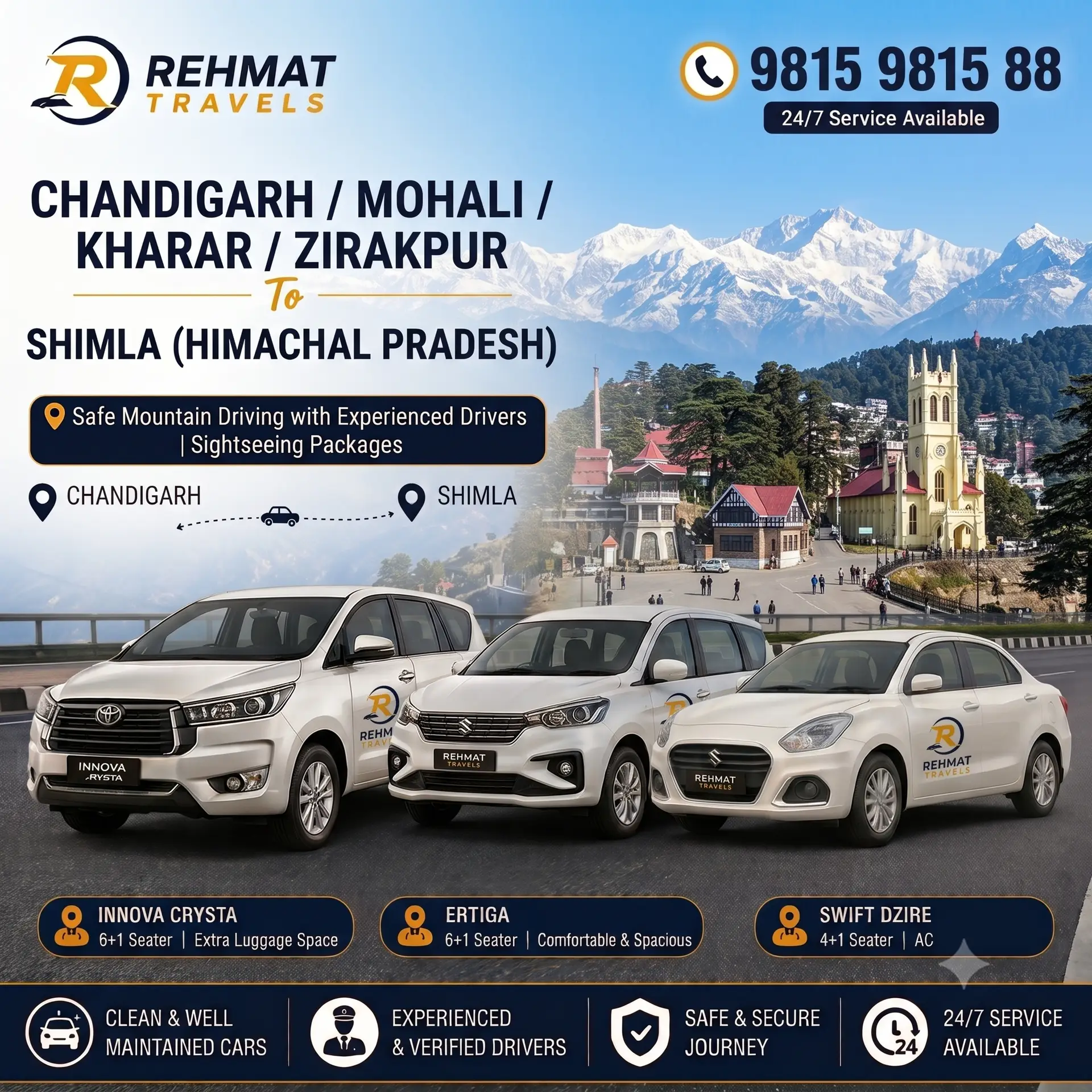 Chandigarh To Shimla Taxi Service - Rehmat Travels