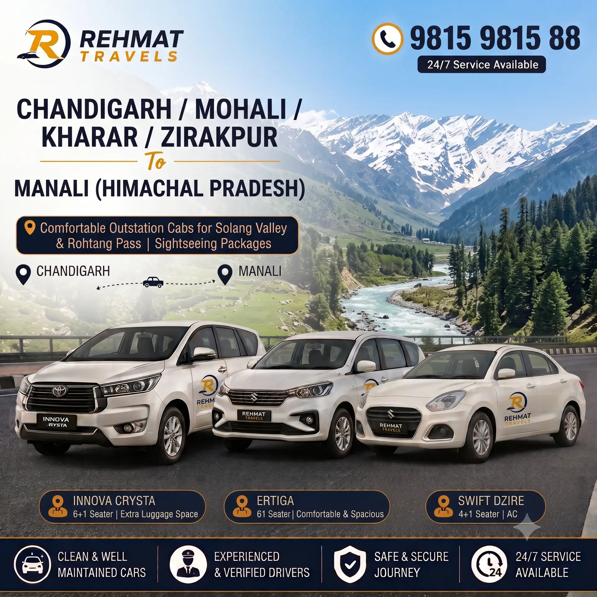 Chandigarh To Manali Taxi Service - Rehmat Travels