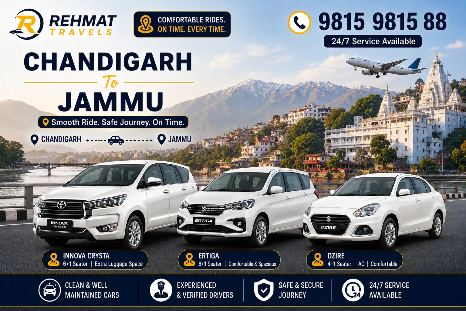 Chandigarh To Jammu Taxi Service - Rehmat Travels